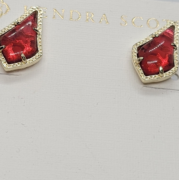 Custom Kendra Scott Stud Earrings Berry Red Gold - Picture 13 of 13